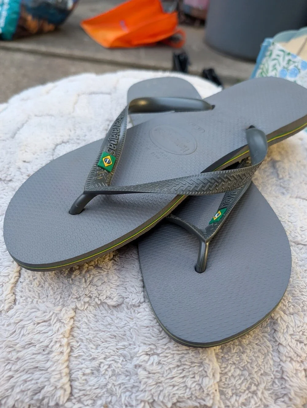Men's Havaianas Brasil Gray Flip Flops Size 12
